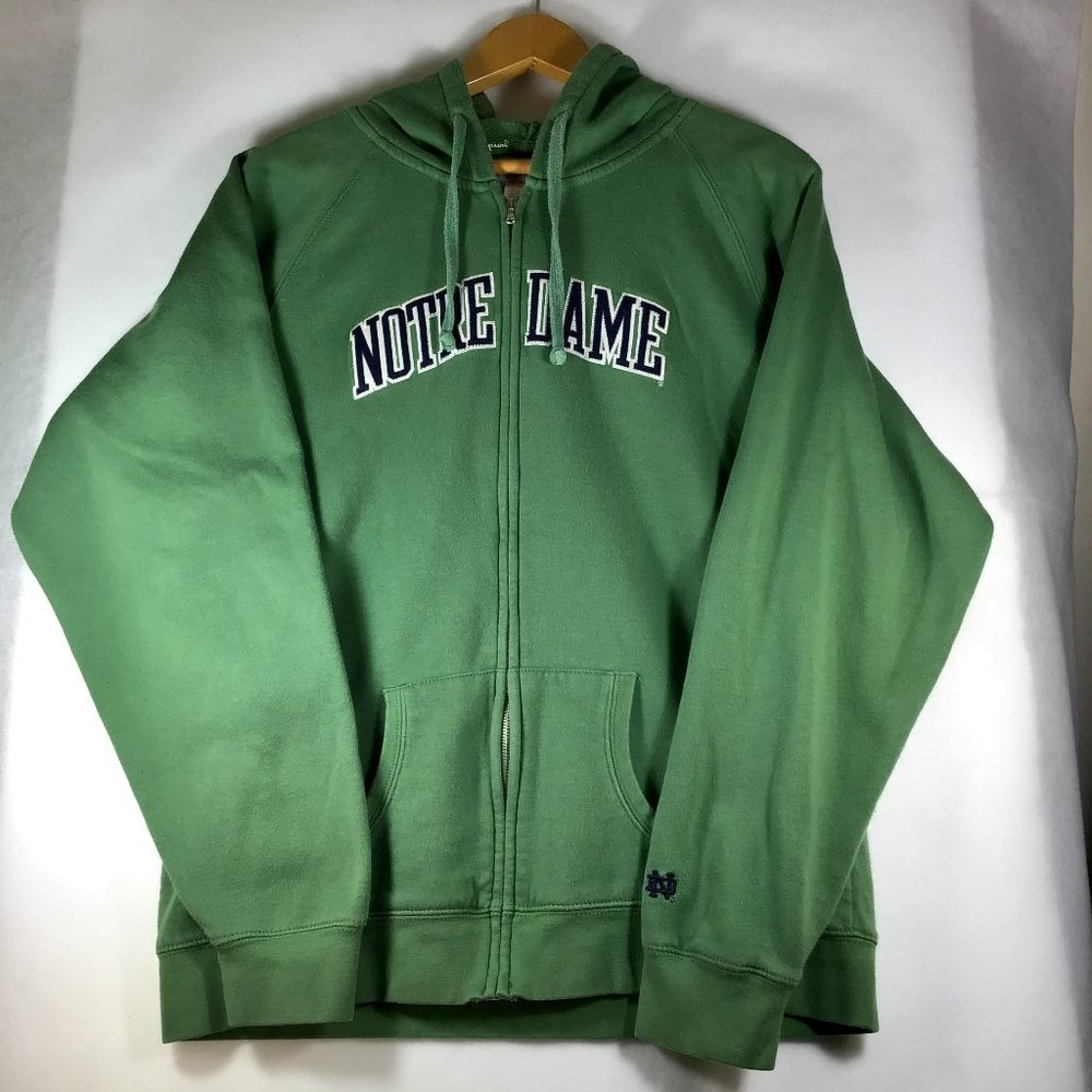 Notre Dame College Full Zip Champion Embroidered Hoodie Sweatshirt Green Men XL